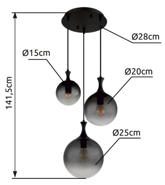 VISEČA SVETILKA DALTON 39/141,5 cm E27