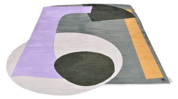 TKANA PREPROGA Shapes - EIGHT 155/230 cm potiskano večbarvno, temno siva