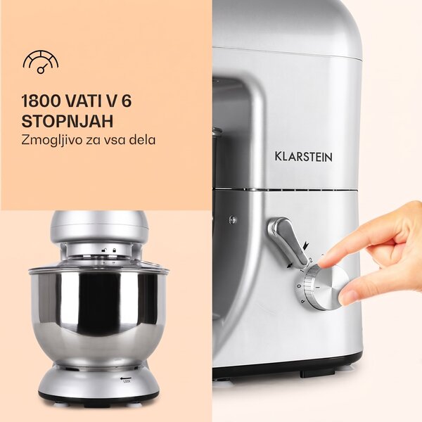 Klarstein Bella, kuhinjski robot, 1800 W, 2,7 PS, 5,2 litrov