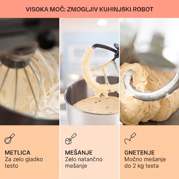 Klarstein Bella Elegance, kuhinjski robot, 1800 W, 1,7 HP, 6 stopenj, 5 litrov, črna