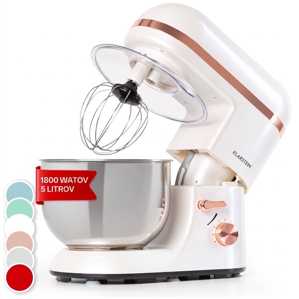 Klarstein Bella Elegance, kuhinjski robot, 1800 W, 1,7 HP, 6 stopenj, 5 litrov, bela