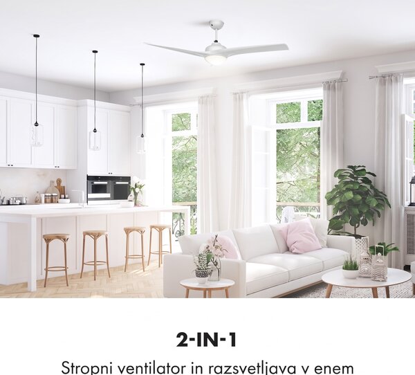 Klarstein FIGO, BELA, STROPNI VENTILATOR, 52", 55 W, STROPNA SVETILKA, 2 X 42 W, DALJINSKI UPRAVLJALEC