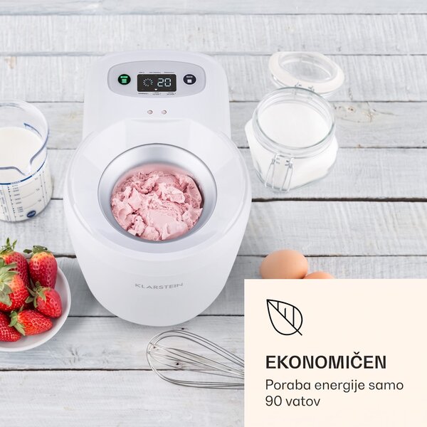 Klarstein Schneeflöckchen, aparat za pripravo sladoleda, termoelektrični, 700 ml, tiho delovanje, bela