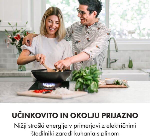 Klarstein Goldflame Domino, plinska kuhalna plošča, 2 medeninasta gorilnika, steklokeramika