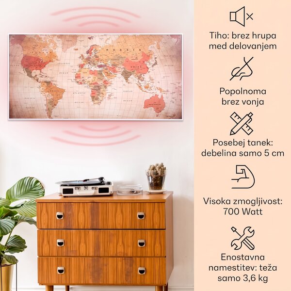Klarstein Wonderwall Air Art Smart, infrardeči grelec, 120 x 60 cm, 700 W, aplikacija, svet