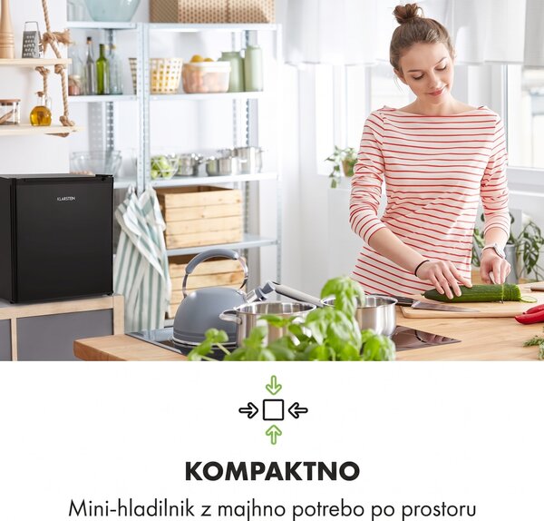 Klarstein Snoopy Eco, mini hladilnik, E, 41 l, 39 dB, črna
