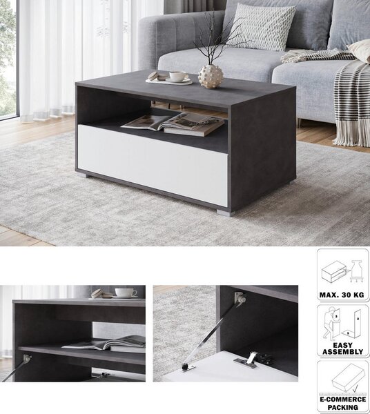 KLUBSKA MIZA, 90/45/55 cm antracit, bela