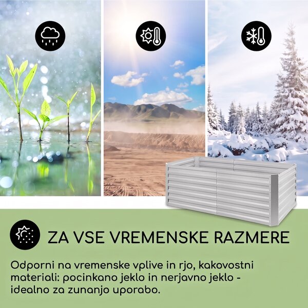 Blumfeldt High Grow Straight, visoka greda, 180 x 60 x 90 cm, 970 l, jeklo, pocinkano, srebrna barva
