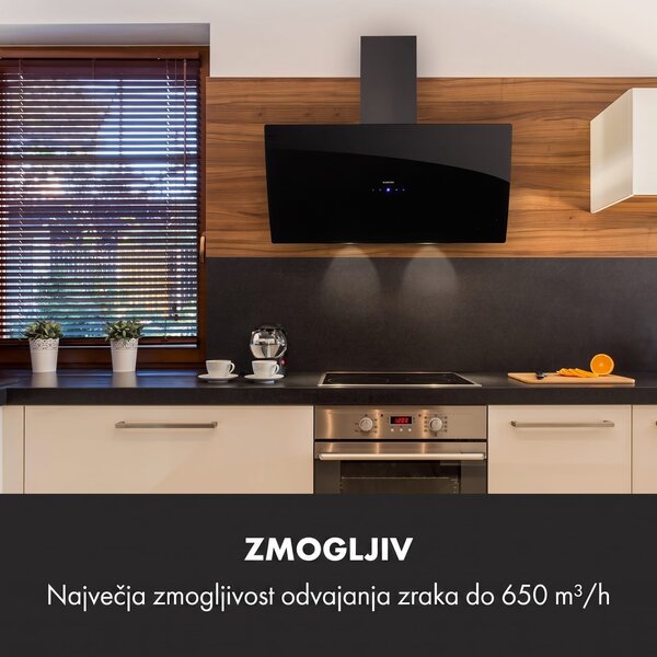 Klarstein Annabelle 90, kuhinjska napa, 641 m³/h, nadzorna plošča na dotik, črna