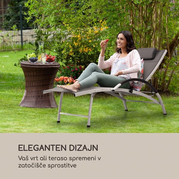 Blumfeldt Sun Valley vrtni ležalnik, odstranljiva blazina, siv