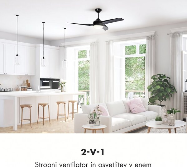 Klarstein Figo, stropni ventilator, 52" (132 cm) Ø, moč: 55 W, črna