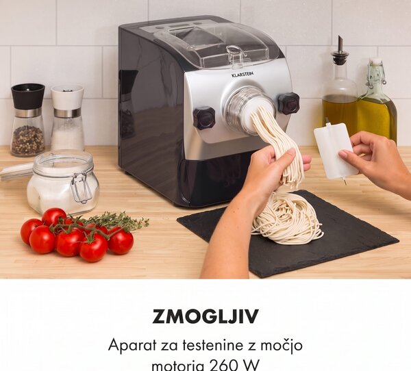 Klarstein Pastamania, naprava za izdelavo testenin, 260 W, 7 nastavkov, 500 g, 60 dB, LED