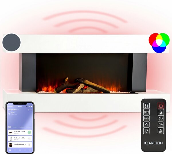 Klarstein Studio Light & Fire 1 Smart, kamin, 1000/2000W, MDF, WiFi nadzor