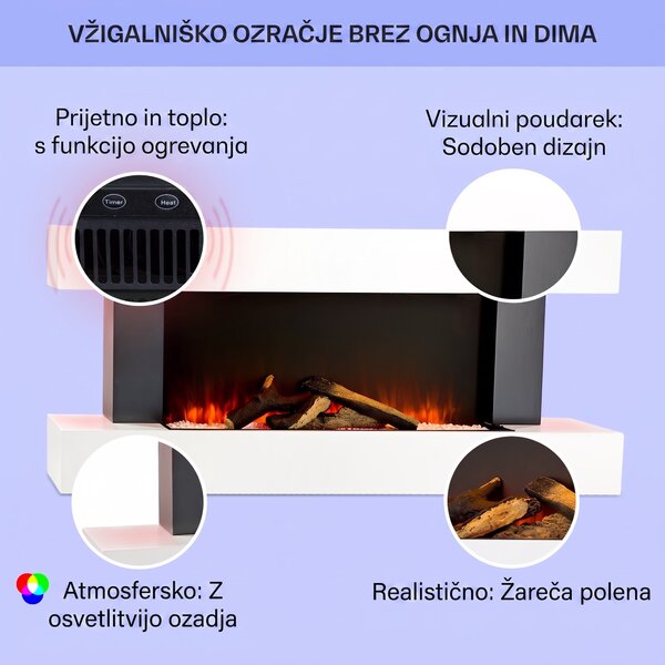 Klarstein Studio Light & Fire 1 Smart, kamin, 1000/2000W, MDF, WiFi nadzor