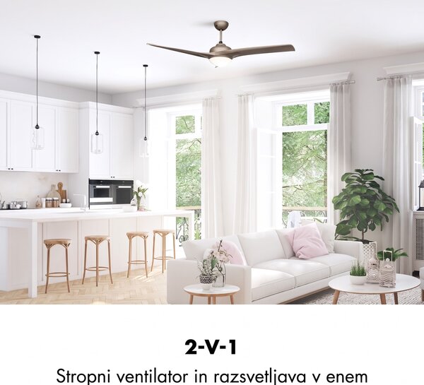 Klarstein FIGO, TITANIJ, STROPNI VENTILATOR, 52", 55 W, STROPNA SVETILKA, 2 X 42 W, DALJINSKI UPRAVLJALEC