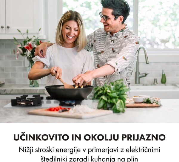 Klarstein Goldflame 4, plinski štedilnik, 4 gorilniki, medeninasti gorilniki, steklokeramika