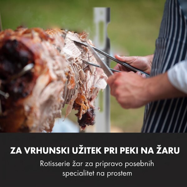 Klarstein Sauenland Survivor, žar za odojka, vrtljivi raženj, 12 W, 70 kg maks., inoks jeklo