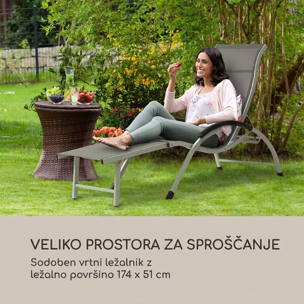 Blumfeldt Sunnyvale, ležalnik z naslonom za noge, aluminij, 4 nivoji