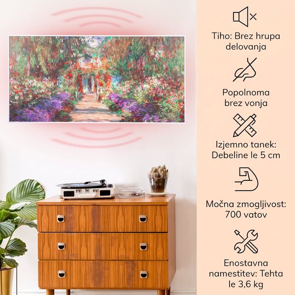 Klarstein Wonderwall Air Art Smart, infrardeči grelec, 120 x 60 cm, 700 W, aplikácia, vrtna pot