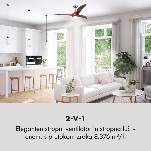 Klarstein Monteverde, stropni ventilator, stropna svetilka, 52", 8376 m³/h, 3 lopatice