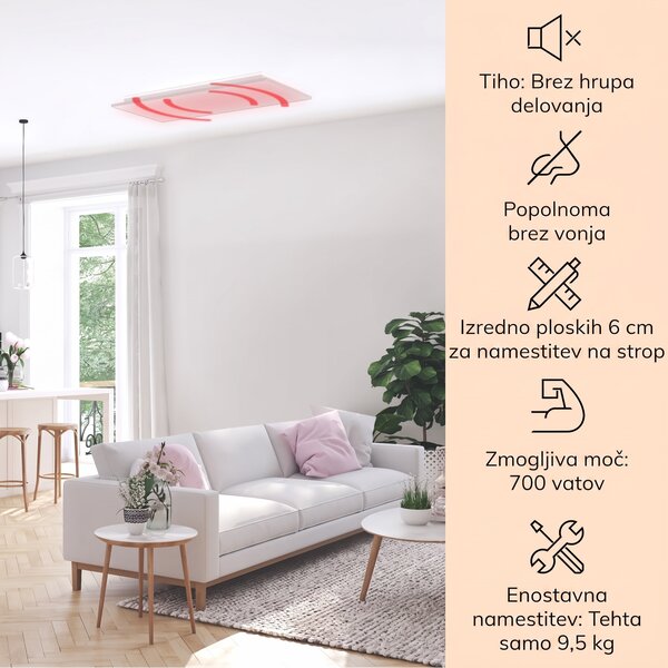 Klarstein Wondersky, Stropni infrardeči grelnik, 700W, 120 x 60 x 6,5 cm (Š x V x G), IP44