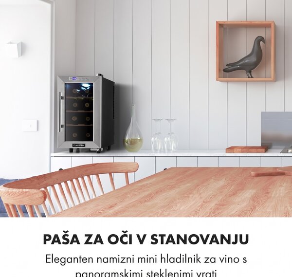 Klarstein Reserva 8 Uno, vinoteka, 23 litrov, 8 steklenic, 11 - 18 °C, 26 dB, nerjaveče jeklo
