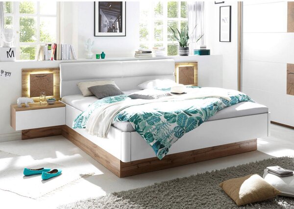 POSTELJNA GARNITURA 180 cm x 200 cm , tekstil, leseni material divji hrast