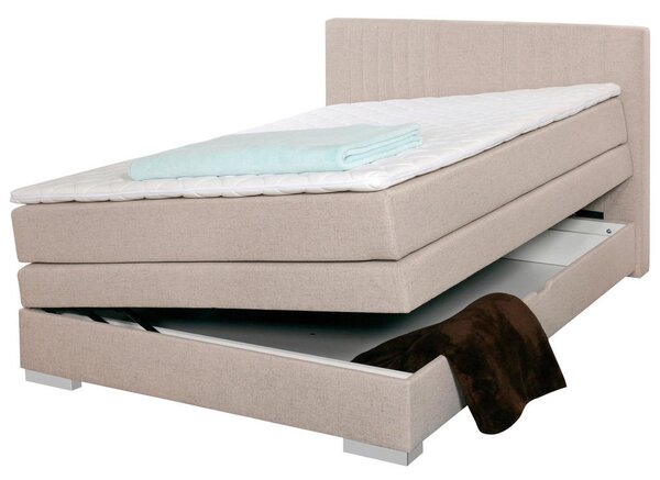 POSTELJA BOXSPRING 140 cm x 200 cm , tekstil bež