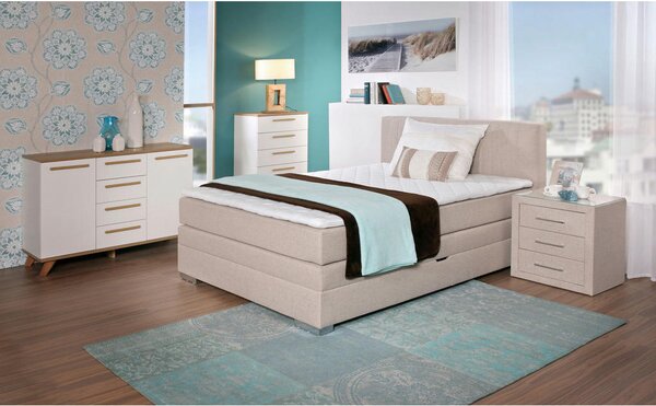 POSTELJA BOXSPRING 140 cm x 200 cm , tekstil bež