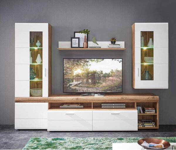DNEVNI REGAL, bela, barve hrasta