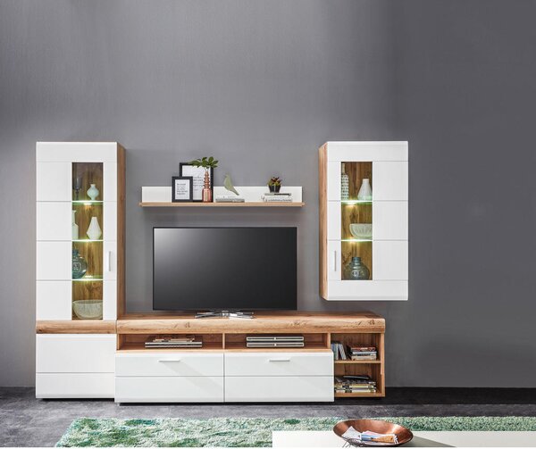DNEVNI REGAL, bela, barve hrasta
