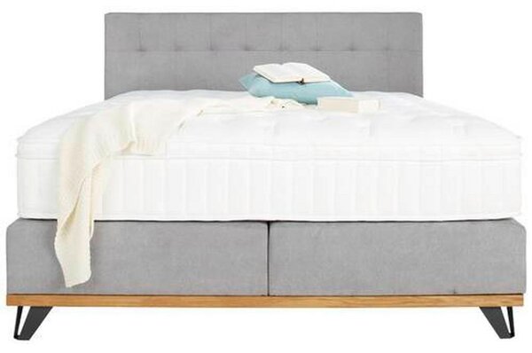 POSTELJA BOXSPRING x , tekstil, leseni material siva