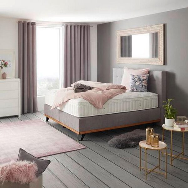POSTELJA BOXSPRING x , tekstil, leseni material siva