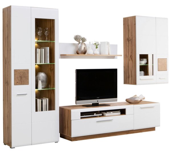 DNEVNI REGAL, bela, barve hrasta