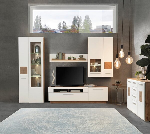 DNEVNI REGAL, bela, barve hrasta