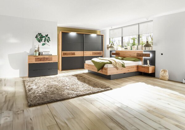 POSTELJNA GARNITURA 180 cm x 200 cm , leseni material hrast artisan
