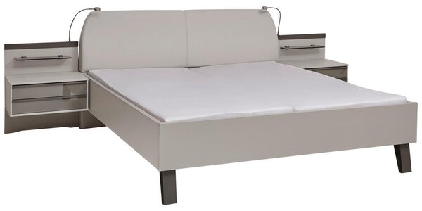 POSTELJNA GARNITURA 180 cm x 200 cm , steklo, tekstil, leseni material rjava, siva