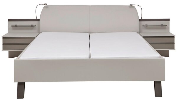POSTELJNA GARNITURA 180 cm x 200 cm , steklo, tekstil, leseni material rjava, siva