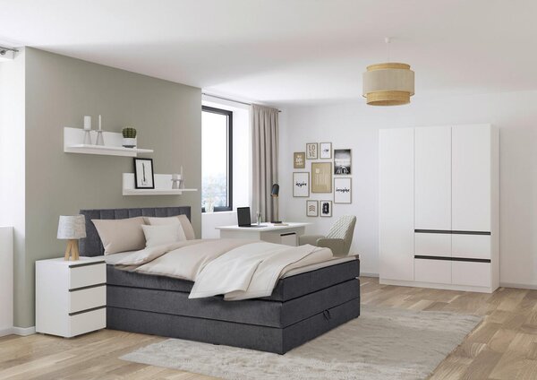POSTELJA BOXSPRING 120 cm x 200 cm , tekstil antracit