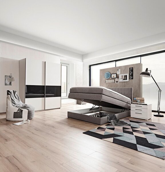 POSTELJA BOXSPRING 120 cm x 200 cm , tekstil siva