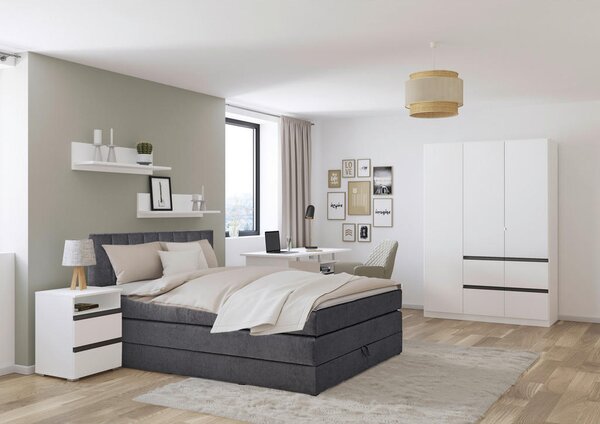 POSTELJA BOXSPRING 120 cm x 200 cm , tekstil antracit
