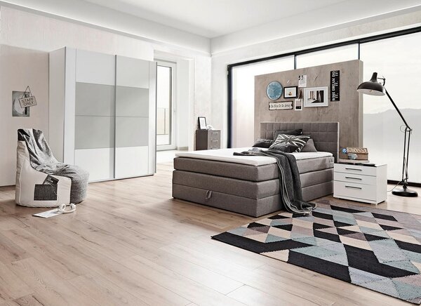 POSTELJA BOXSPRING 120 cm x 200 cm , tekstil siva