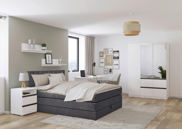 POSTELJA BOXSPRING 120 cm x 200 cm , tekstil antracit