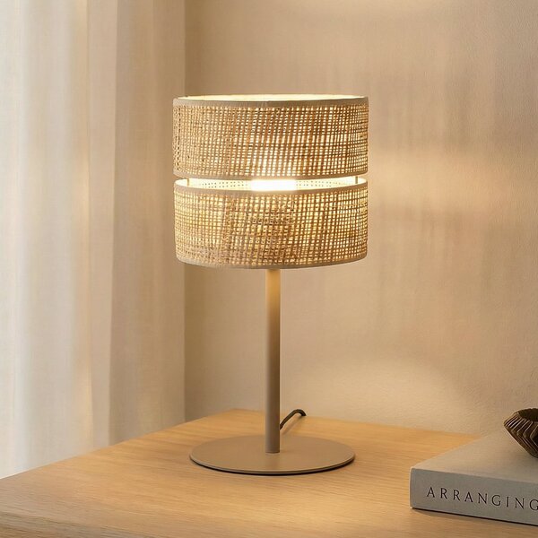 TK Lighting Namizna svetilka Calma, bež, rafia, višina 38 cm, E27, Bež, Dnevna soba / jedilnica, Razno
