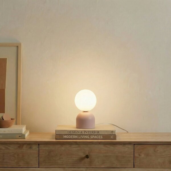 TK Lighting Namizna svetilka Miki, roza, steklo, višina 21 cm, G9, Roza / rosé, Otroška soba, Steklo, Mladostno bivanje