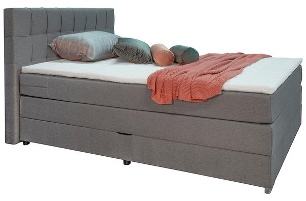 POSTELJA BOXSPRING x , leseni material, tekstil, les siva