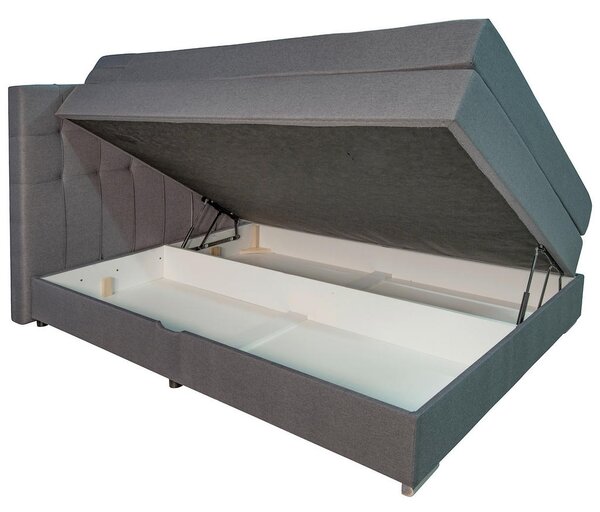 POSTELJA BOXSPRING x , leseni material, tekstil, les siva