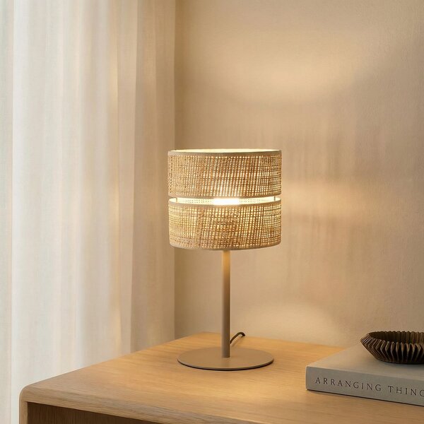 TK Lighting Namizna svetilka Calma, bež, rafia, višina 38 cm, E27, Bež, Dnevna soba / jedilnica, Razno