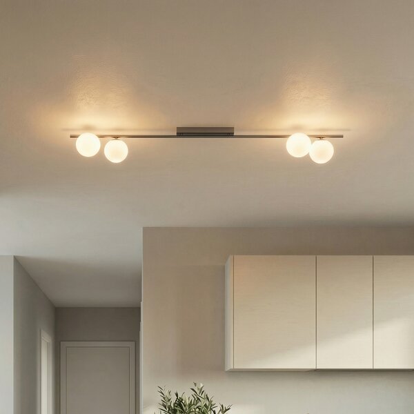 TK Lighting Stropna svetilka Imelo, rjava, 4-žarnica, steklo, dolžina 140 cm, zatemnjen, Rjava / rjasta, spalnica, Steklo