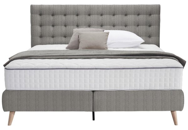 POSTELJA BOXSPRING 160 cm x 200 cm , tekstil svetlo siva